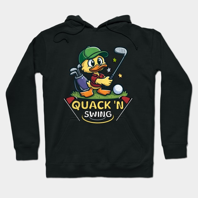 Golf Golfing Humor Duck Quack'n Swing Hoodie by alcoshirts